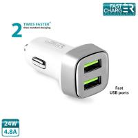 PURO Mini Car Fast Charger - Uniwersalna ładowarka samochodowa 2 x USB, 4.8 A square (biały) PURO Mini Car Fast Charger - Uniwersalna ładowarka samochodowa 2 x USB, 4.8 A square (biały)