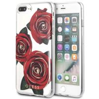 Guess Flower Desire - Etui iPhone 8 Plus / 7 Plus (przezroczysty/czerwony)
