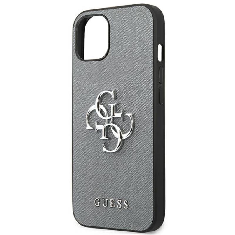 Guess Saffiano 4G Big Silver Logo - Etui iPhone 13 (szary)