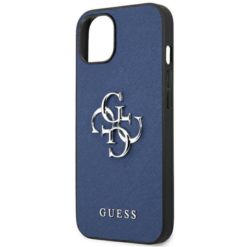 Guess Saffiano 4G Big Silver Logo - Etui iPhone 13 mini (niebieski)