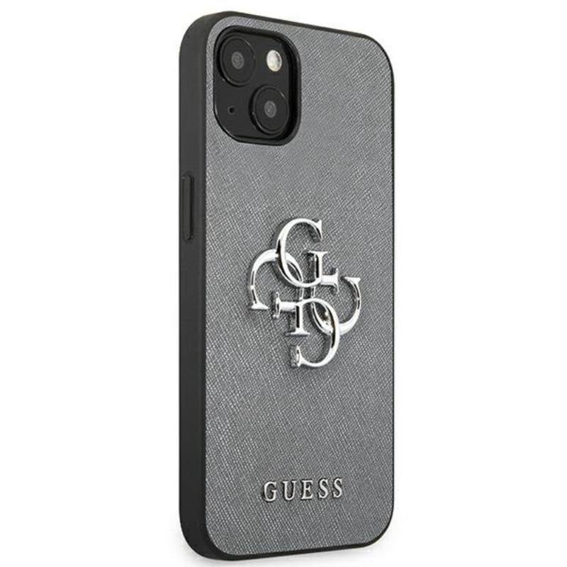 Guess Saffiano 4G Big Silver Logo - Etui iPhone 13 mini (szary)