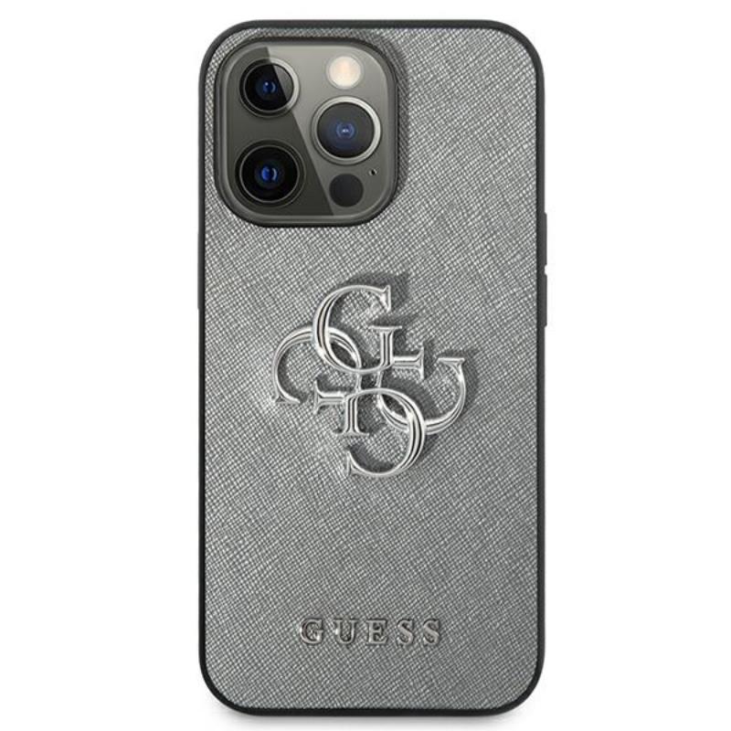 Guess Saffiano 4G Big Silver Logo - Etui iPhone 13 Pro Max (szary)