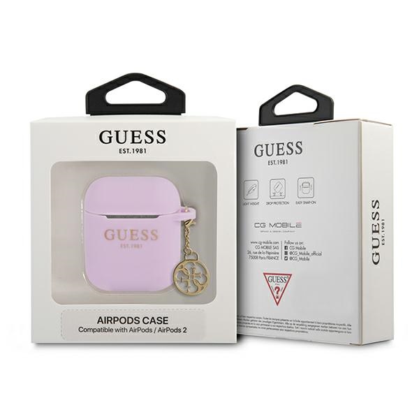 Guess 4G Charms Silicone Case  - Etui AirPods (Purple)