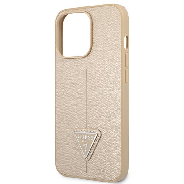 Guess Saffiano Triangle Logo Case – Etui iPhone 13 Pro Max (beżowy)