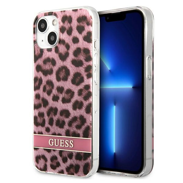 Guess Leopard Electro Stripe - Etui iPhone 13 (Pink)
