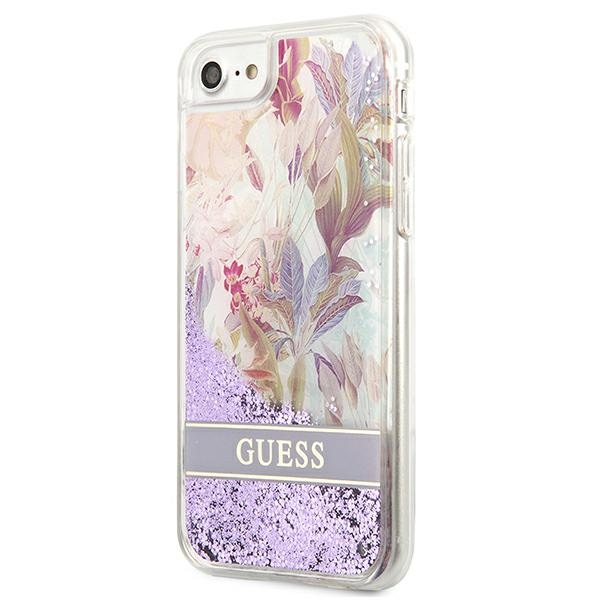 Guess Liquid Glitter Flower - Etui iPhone SE 2022 / SE 2020 / 8 / 7 (Purple)