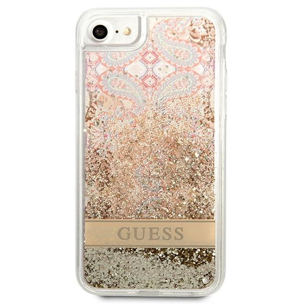 Guess Liquid Glitter Paisley - Etui iPhone SE 2022 / SE 2020 / 8 / 7 (Gold)