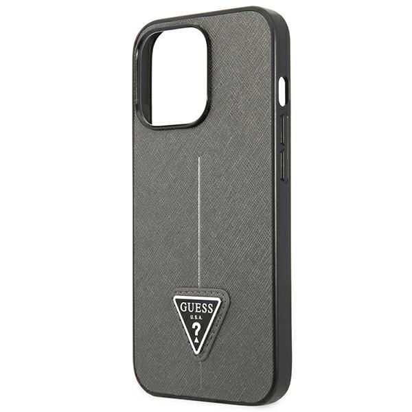 Guess Saffiano Triangle Logo Case – Etui iPhone 13 Pro Max (srebrny)