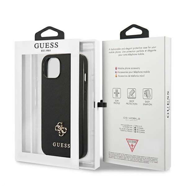 Guess Saffiano 4G Small Metal Logo – Etui iPhone 13 (czarny)