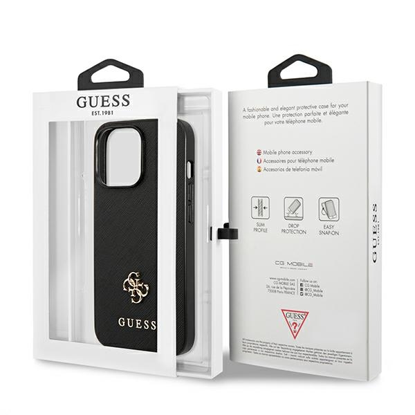 Guess Saffiano 4G Small Metal Logo – Etui iPhone 13 Pro Max (czarny)