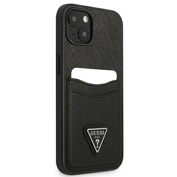 Guess Saffiano Double Card Triangle - Etui iPhone 13 (czarny)