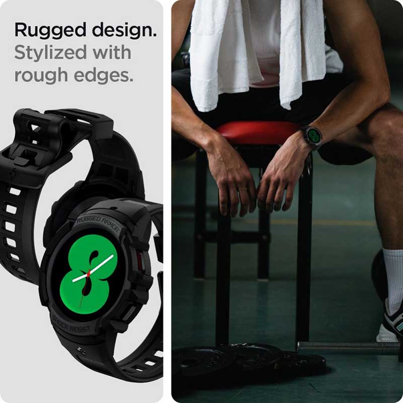 Spigen Rugged Armor Pro - Pasek + etui do Samsung Galaxy Watch 4 / 5 44 mm (Grafitowy)
