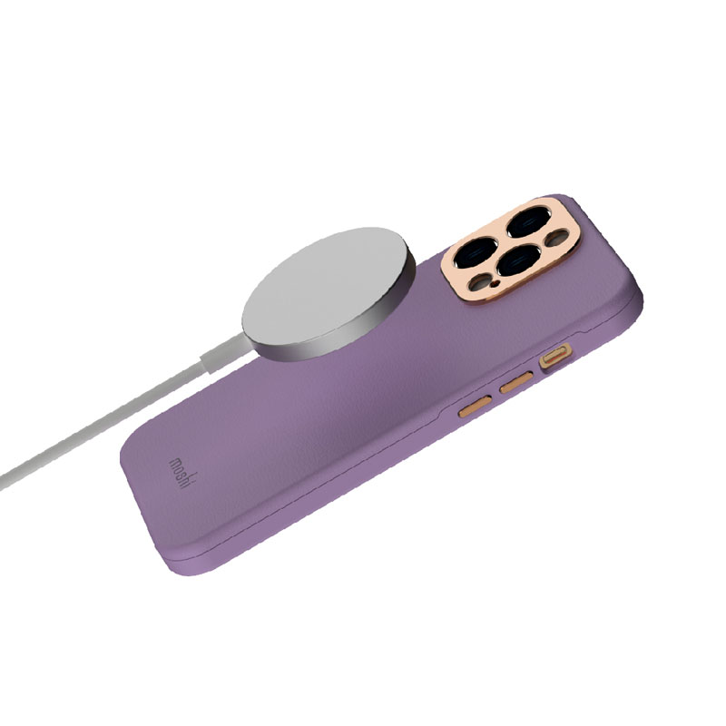 Moshi Napa Slim MagSafe - Skórzane etui iPhone 14 Pro Max (Lavender Purple)