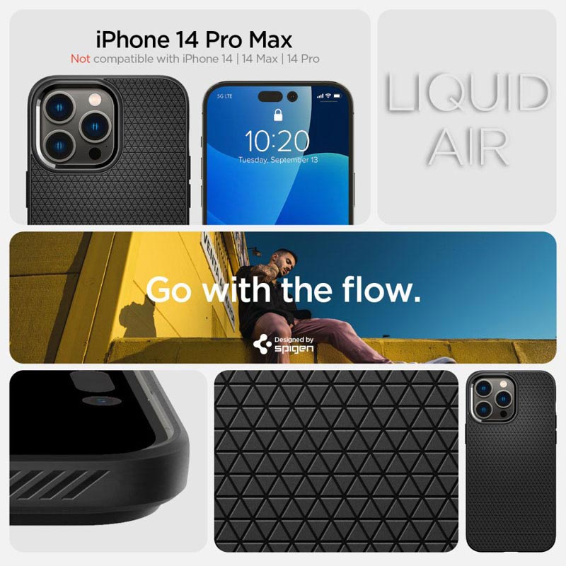 Spigen Liquid Air - Etui do iPhone 14 Pro Max (Czarny)