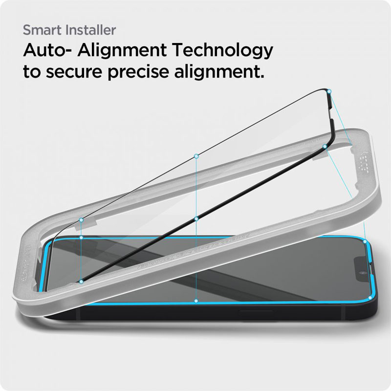 Spigen Alm Glass FC 2-Pack - Szkło hartowane do iPhone 14 / iPhone 13 / iPhone 13 Pro 2 szt (Czarna ramka)