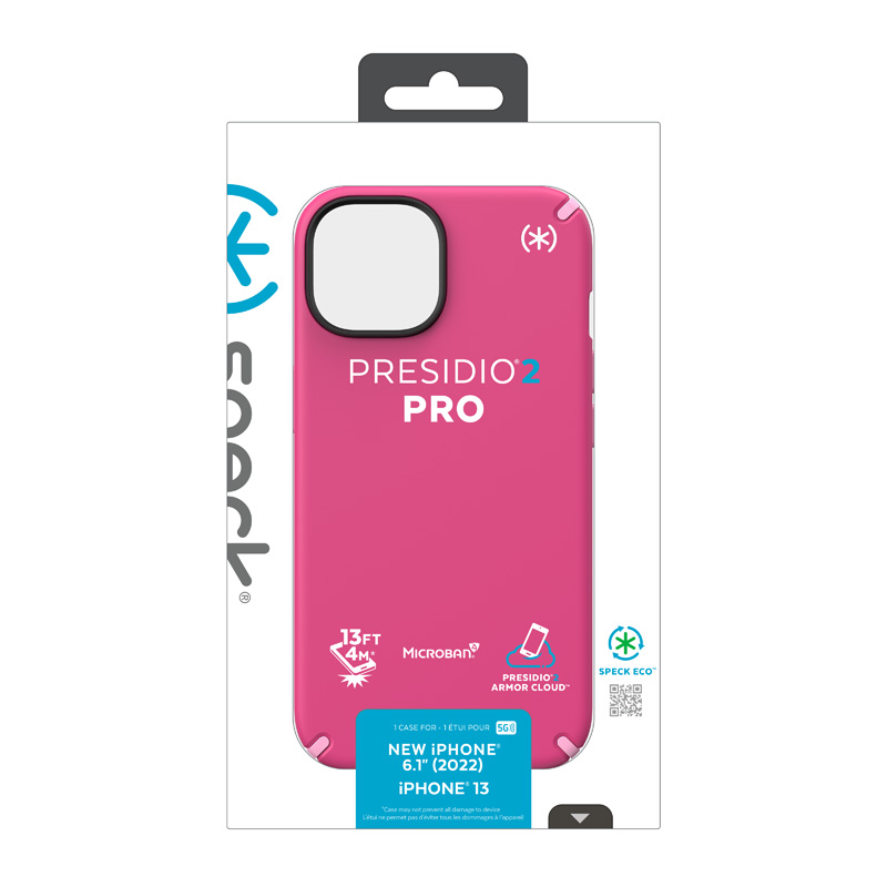 Speck Presidio2 Pro - Antybakteryjne etui iPhone 14 / iPhone 13 (Digitalpink / Blossompink / White)
