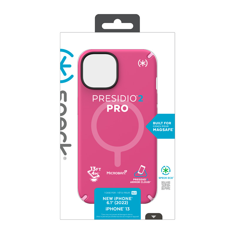 Speck Presidio2 Pro MagSafe - Antybakteryjne etui iPhone 14 / iPhone 13 (Digitalpink / Blossompink / White)