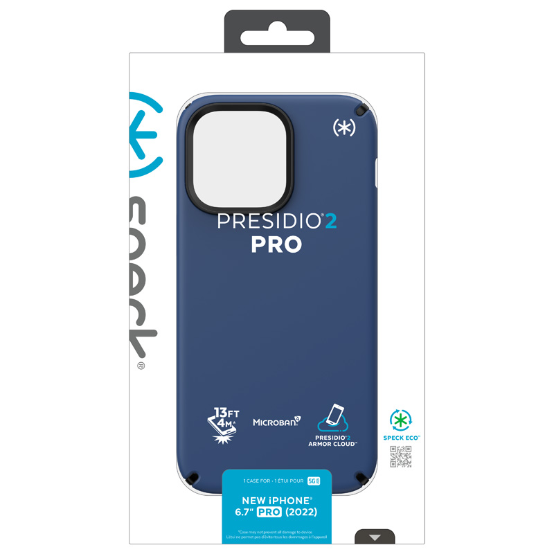 Speck Presidio2 Pro - Antybakteryjne etui iPhone 14 Pro Max (Coastal Blue / Black / White)