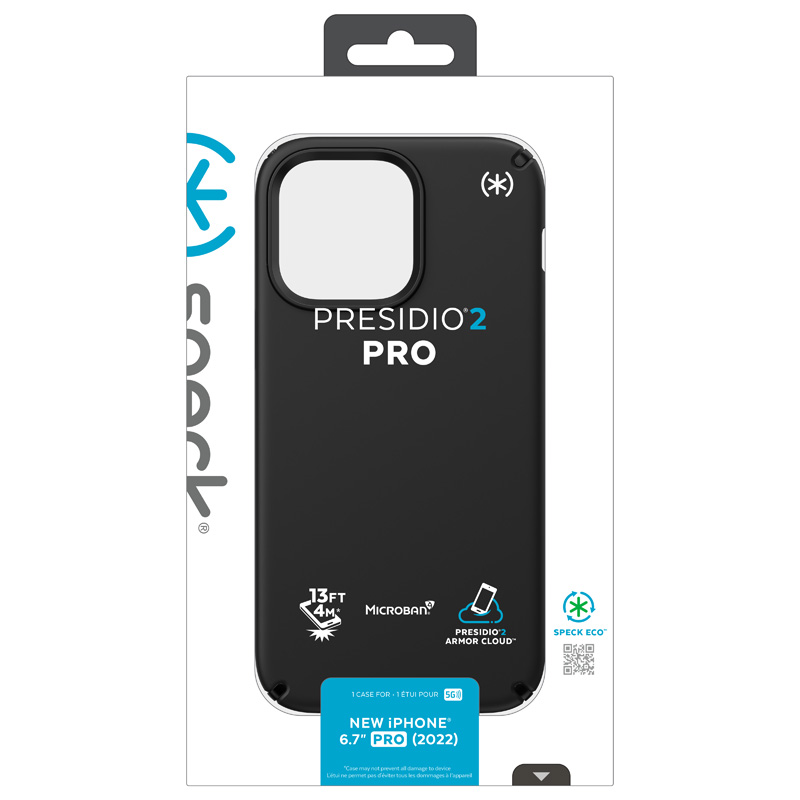 Speck Presidio2 Pro - Antybakteryjne etui iPhone 14 Pro Max (Black / Black / White)