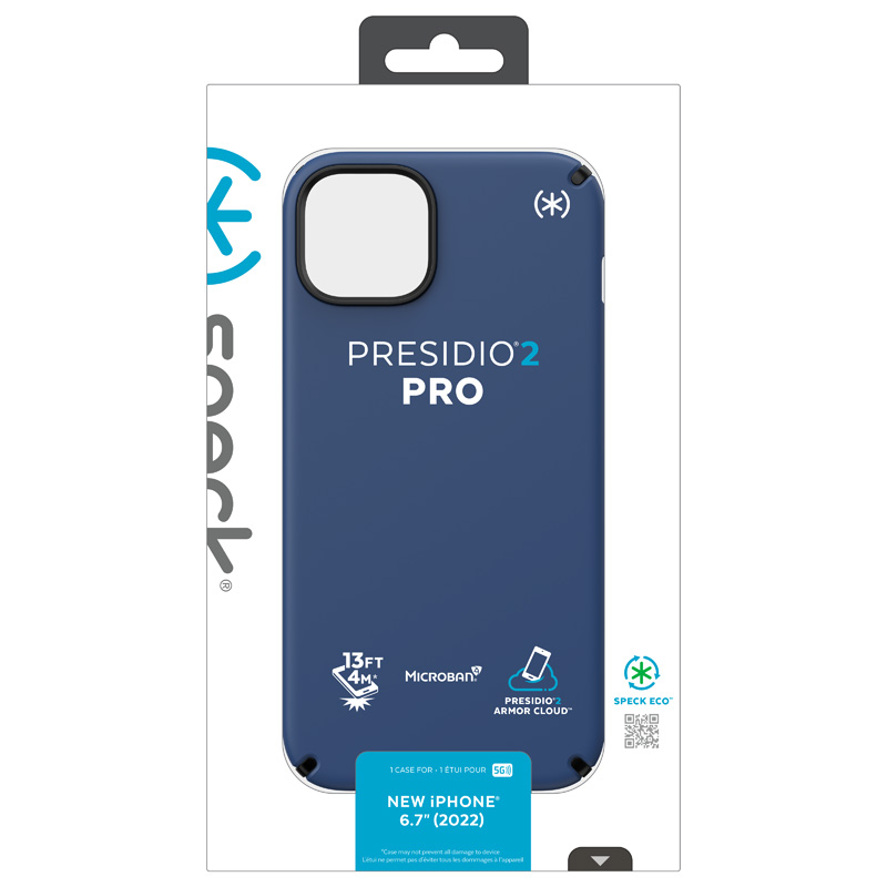 Speck Presidio2 Pro - Antybakteryjne etui iPhone 15 Plus / 14 Plus (Coastal Blue / Black / White)