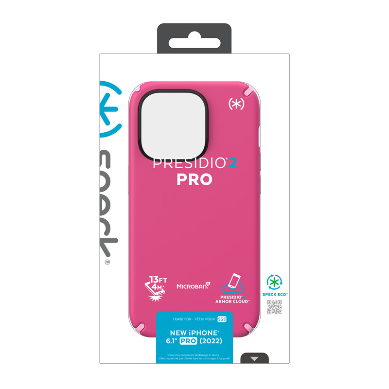Speck Presidio2 Pro - Antybakteryjne etui iPhone 14 Pro (Digitalpink / Blossompink / White)