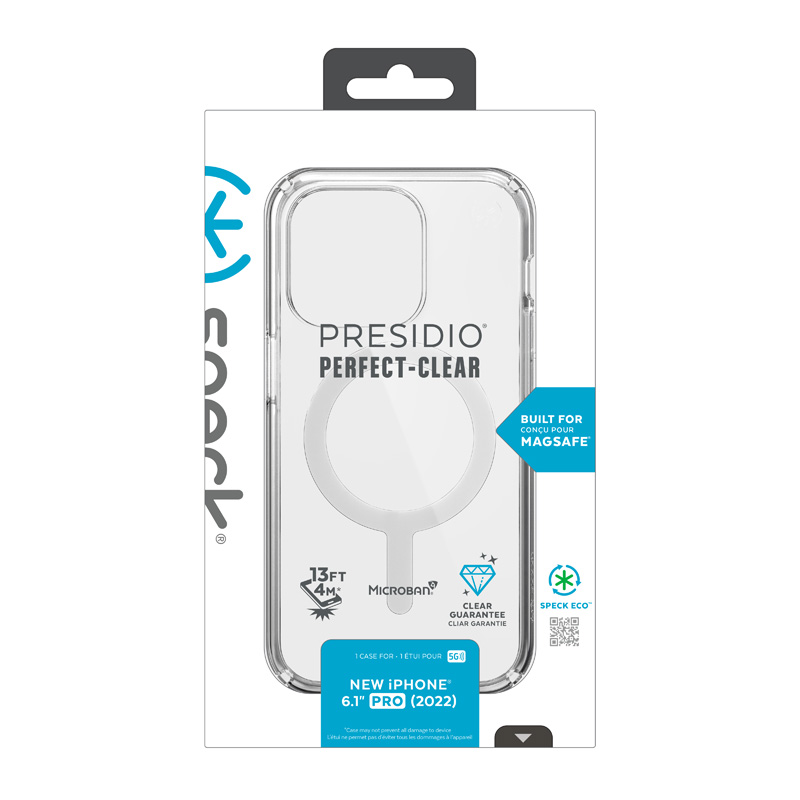 Speck Presidio Perfect-Clear + MagSafe - Etui iPhone 14 Pro z powłoką MICROBAN (Clear)