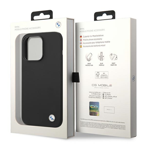 BMW Liquid Silicone Case Metal Logo – Etui iPhone 14 Pro (Czarny)