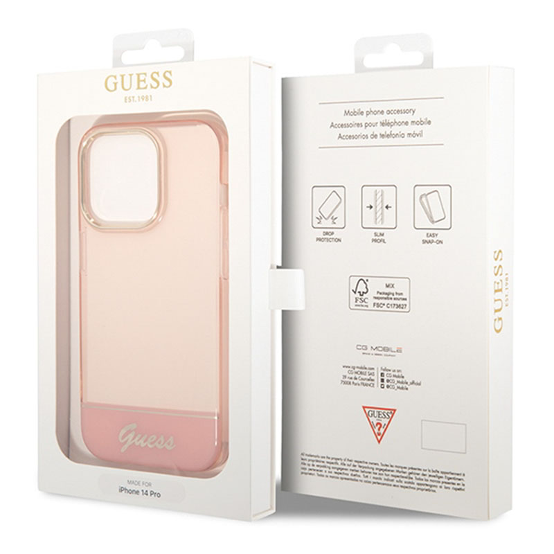 Guess Translucent - Etui iPhone 14 Pro (różowy)
