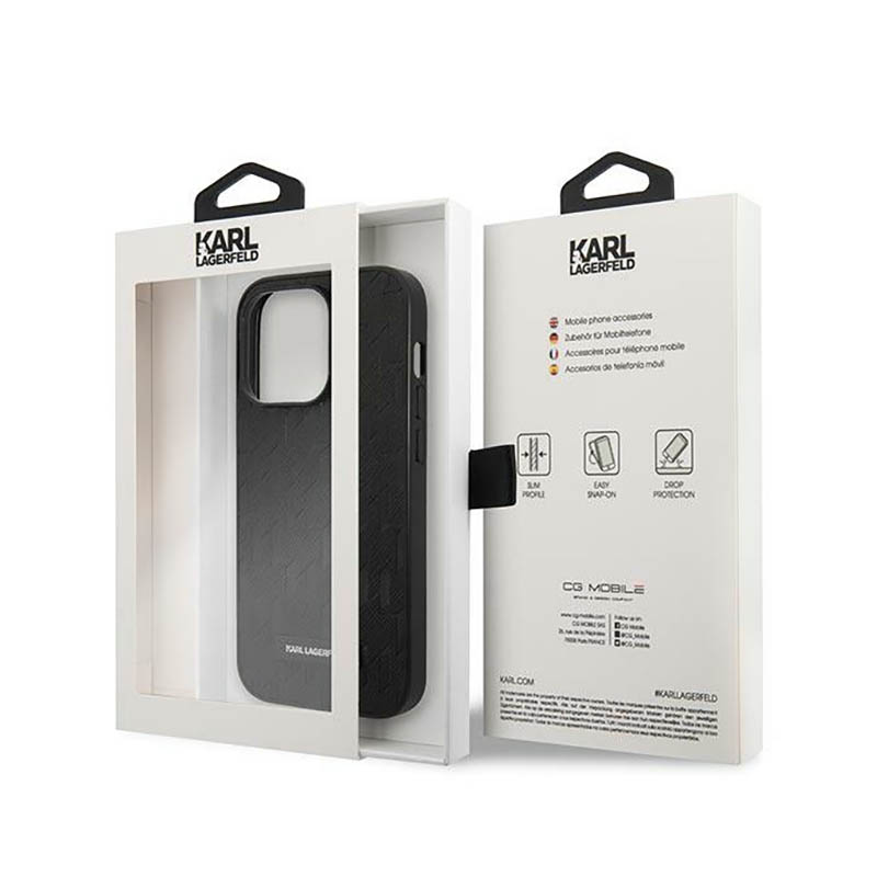 Karl Lagerfeld Saffiano Mono Metal Logo - Etui iPhone 14 Pro (czarny)