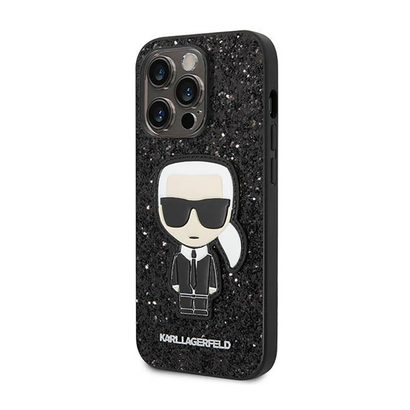 Karl Lagerfeld Glitter Flakes Ikonik - Etui iPhone 14 Pro (czarny)