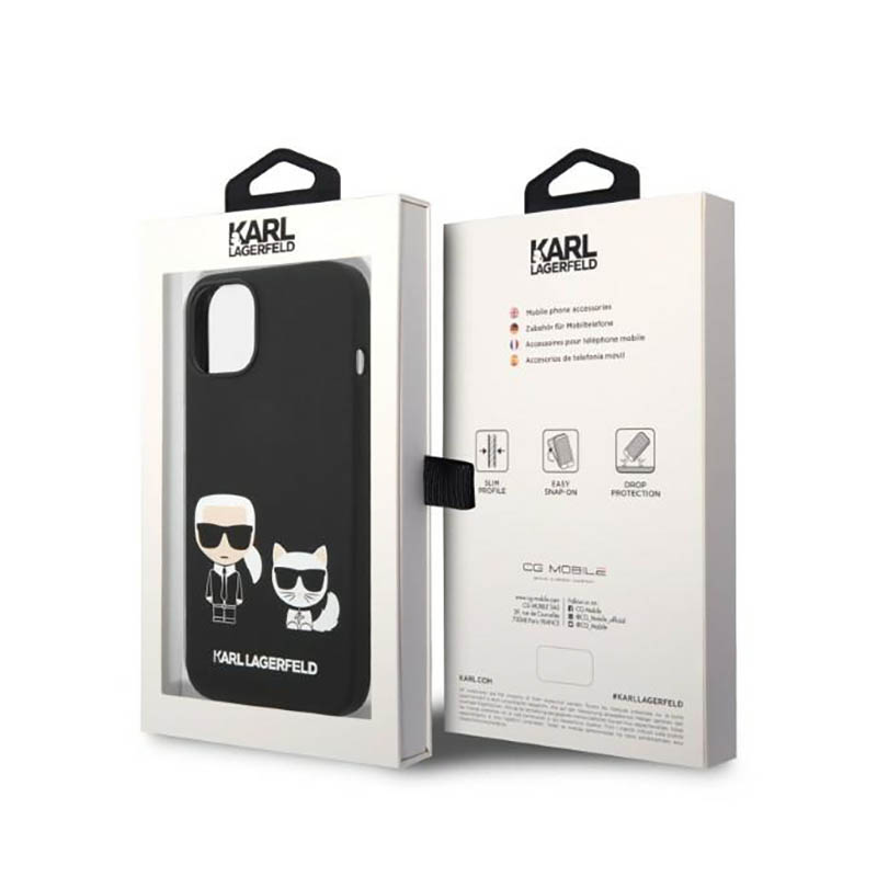Karl Lagerfeld Liquid Silicone Karl & Choupette MagSafe - Etui iPhone 14 (czarny)