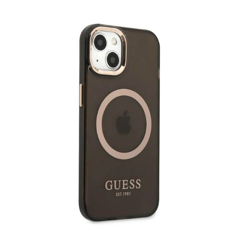 Guess Gold Outline Translucent MagSafe - Etui iPhone 13 (czarny)