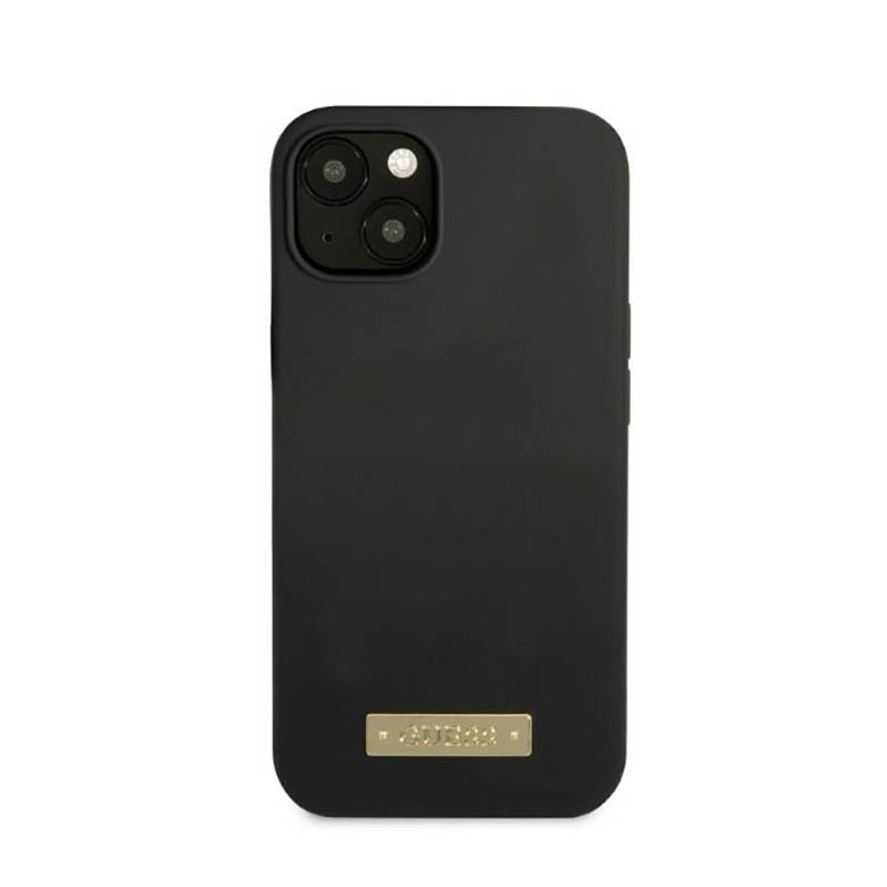 Guess Silicone Logo Plate MagSafe - Etui iPhone 13 (czarny)