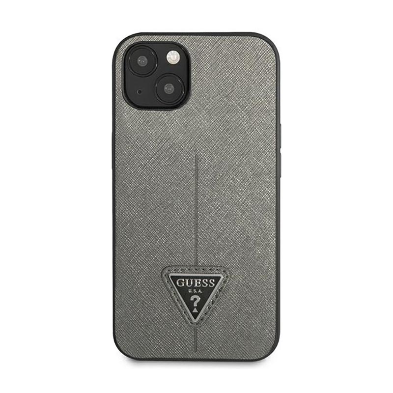 Guess Saffiano Triangle Logo Case – Etui iPhone 14 Plus (srebrny)