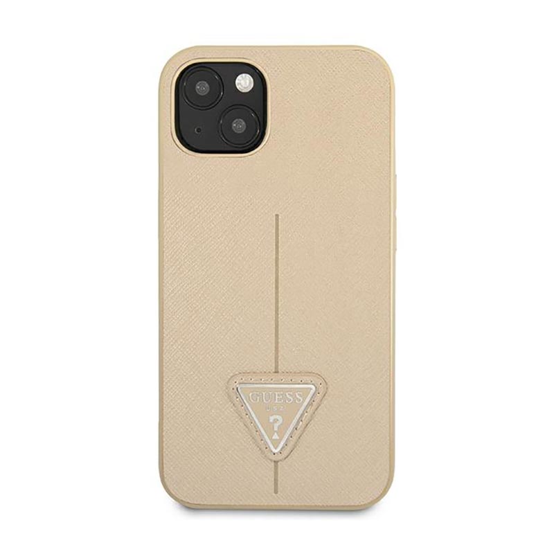 Guess Saffiano Triangle Logo Case – Etui iPhone 14 (beżowy)