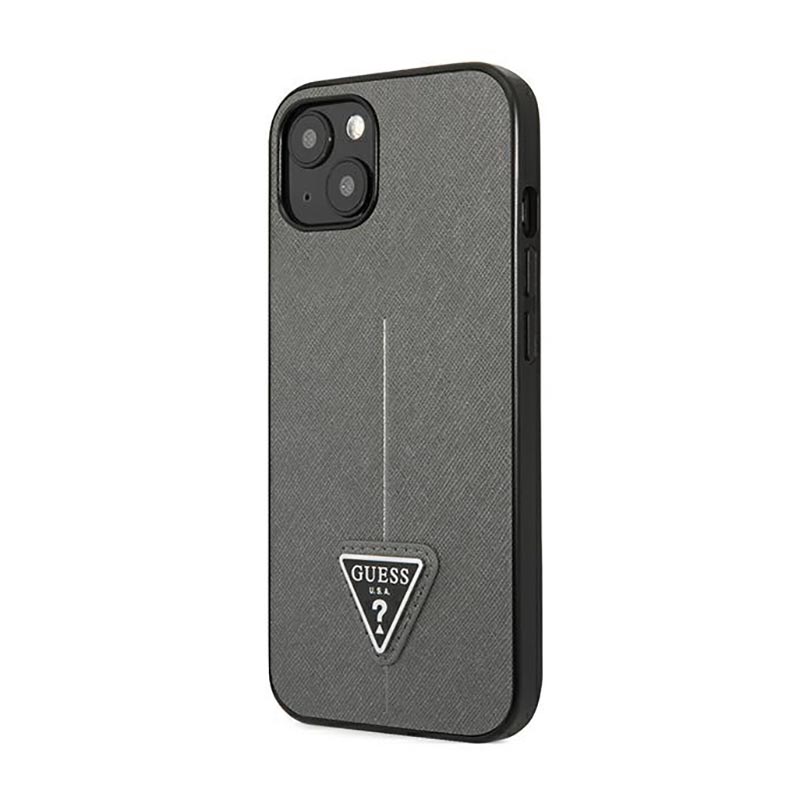 Guess Saffiano Triangle Logo Case – Etui iPhone 14 (srebrny)