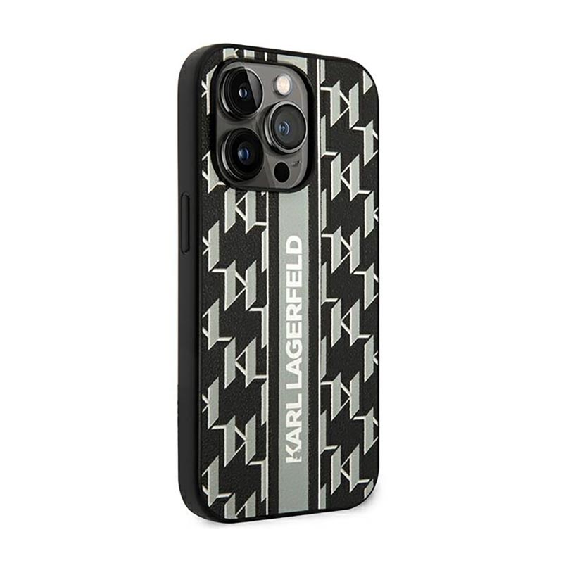 Karl Lagerfeld Monogram Stripe - Etui iPhone 14 Pro (szary)