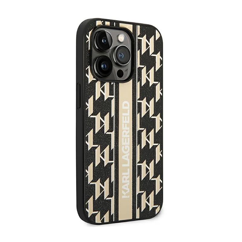 Karl Lagerfeld Monogram Stripe - Etui iPhone 14 Pro Max (brązowy)