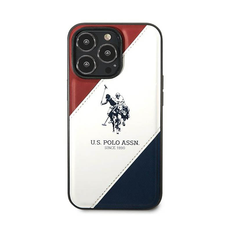 US Polo Assn Tricolor Embossed - Etui iPhone 14 Pro Max (biały)