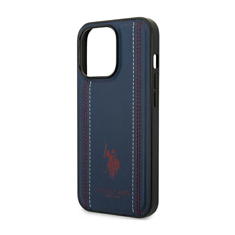US Polo Assn Leather Stitch - Etui iPhone 14 Pro Max (granatowy)