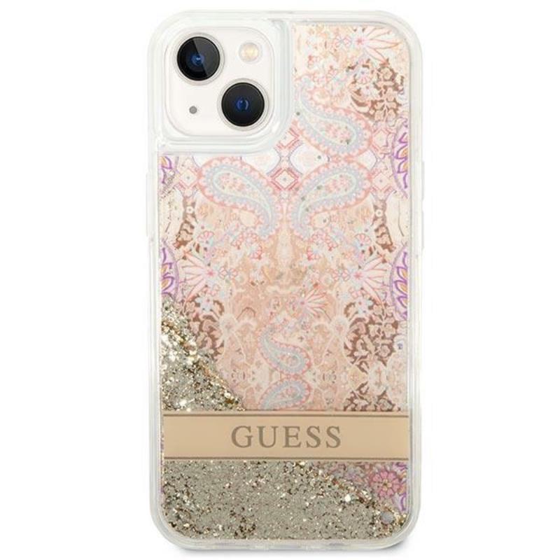 Guess Liquid Glitter Paisley - Etui iPhone 14 Plus (złoty)
