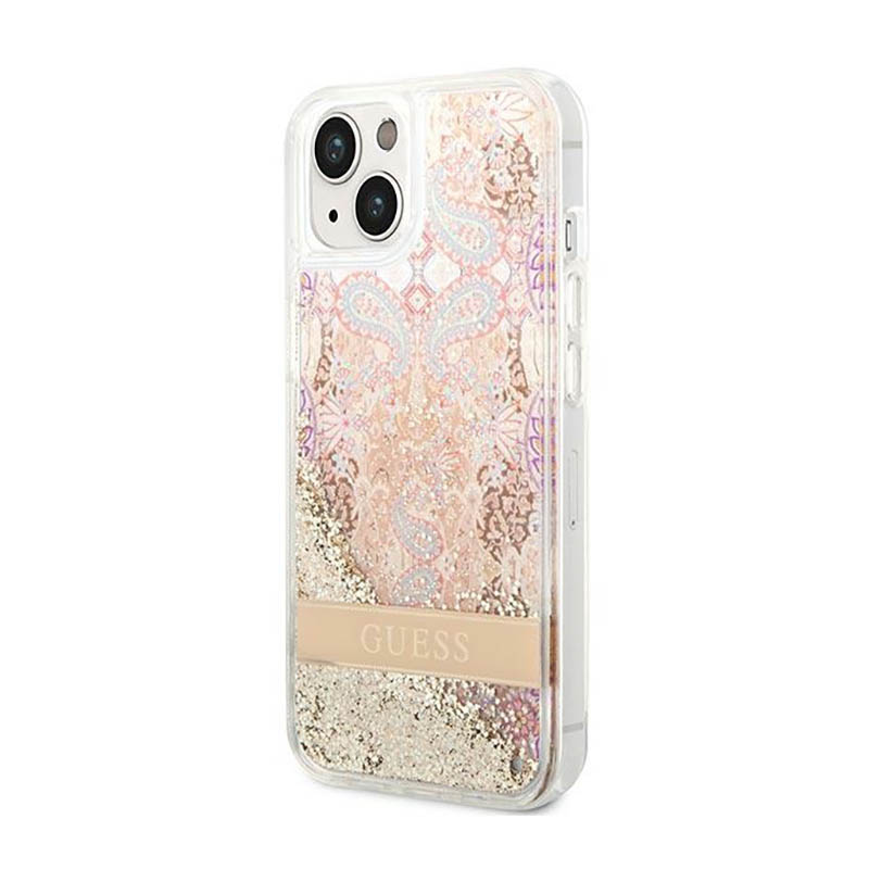 Guess Liquid Glitter Paisley - Etui iPhone 14 (złoty)