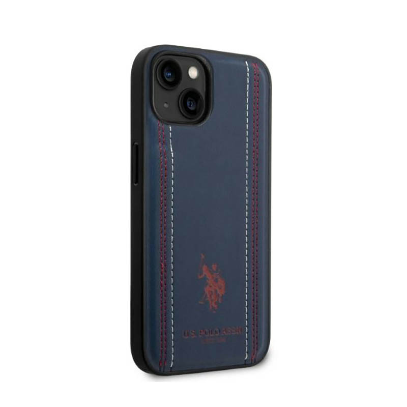 US Polo Assn Leather Stitch - Etui iPhone 14 (granatowy)