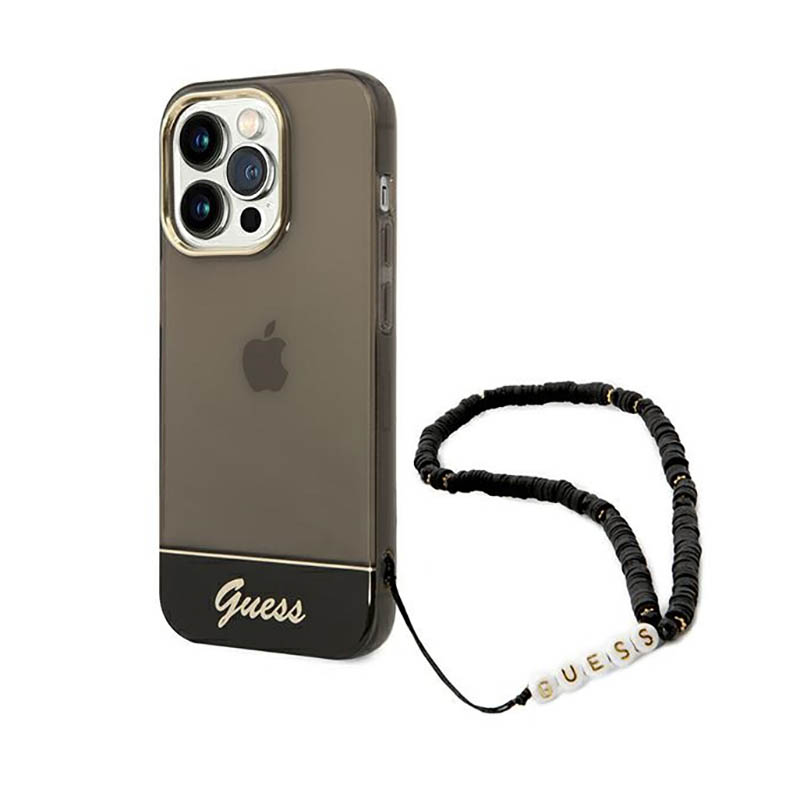 Guess Translucent Pearl Strap - Etui iPhone 14 Pro (czarny)