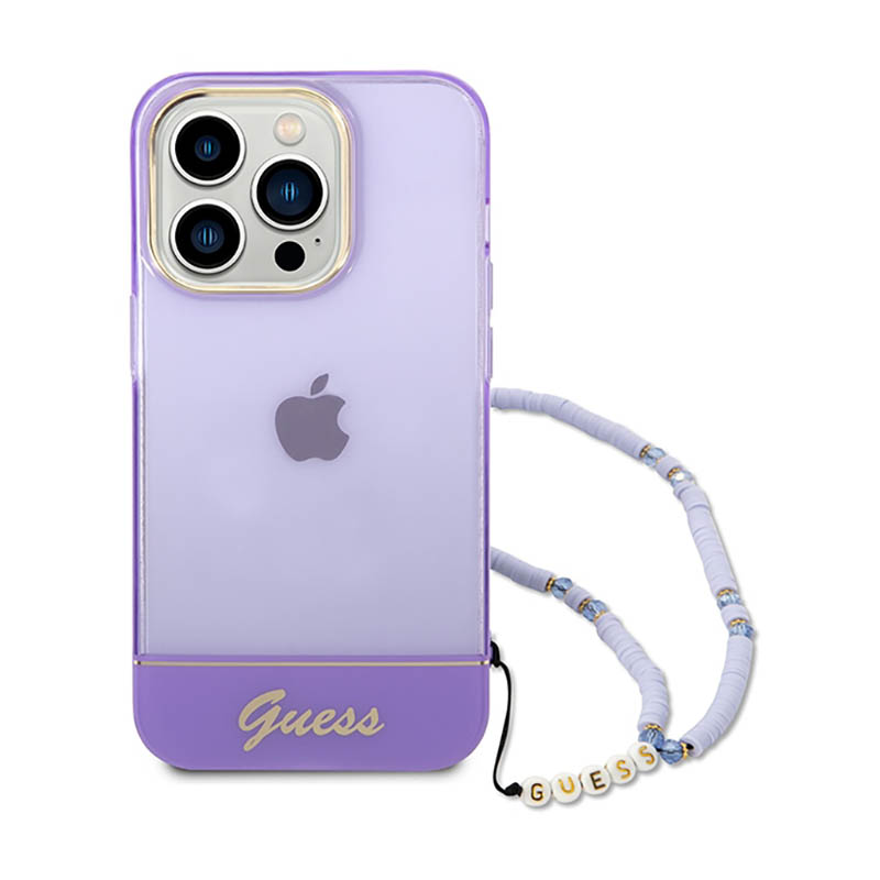 Guess Translucent Pearl Strap - Etui iPhone 14 Pro (fioletowy)