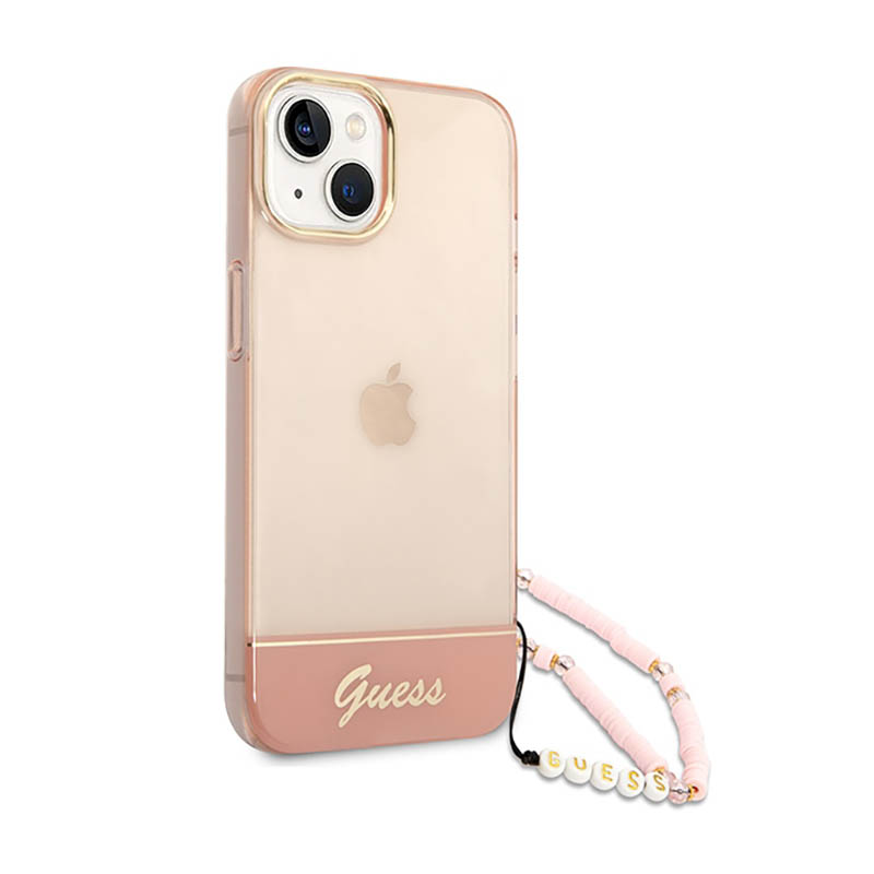 Guess Translucent Pearl Strap - Etui iPhone 14 (różowy)