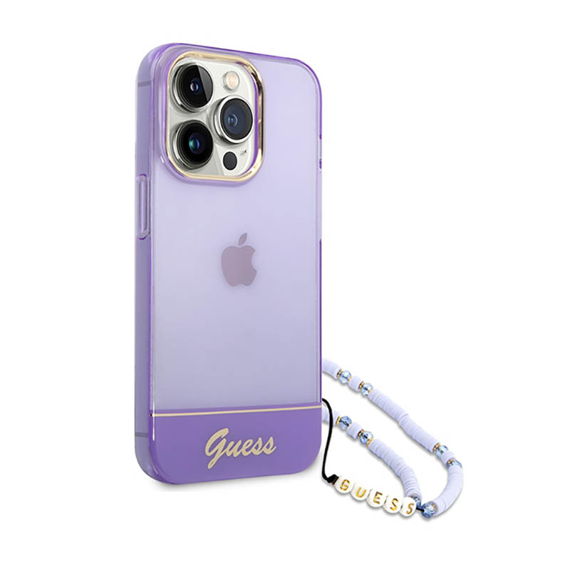 Guess Translucent Pearl Strap - Etui iPhone 14 Pro Max (fioletowy)