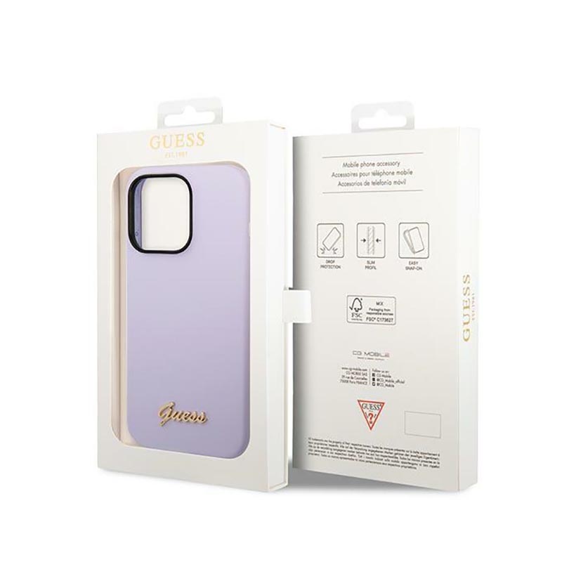Guess Silicone Vintage - Etui iPhone 14 Pro Max (fioletowy)