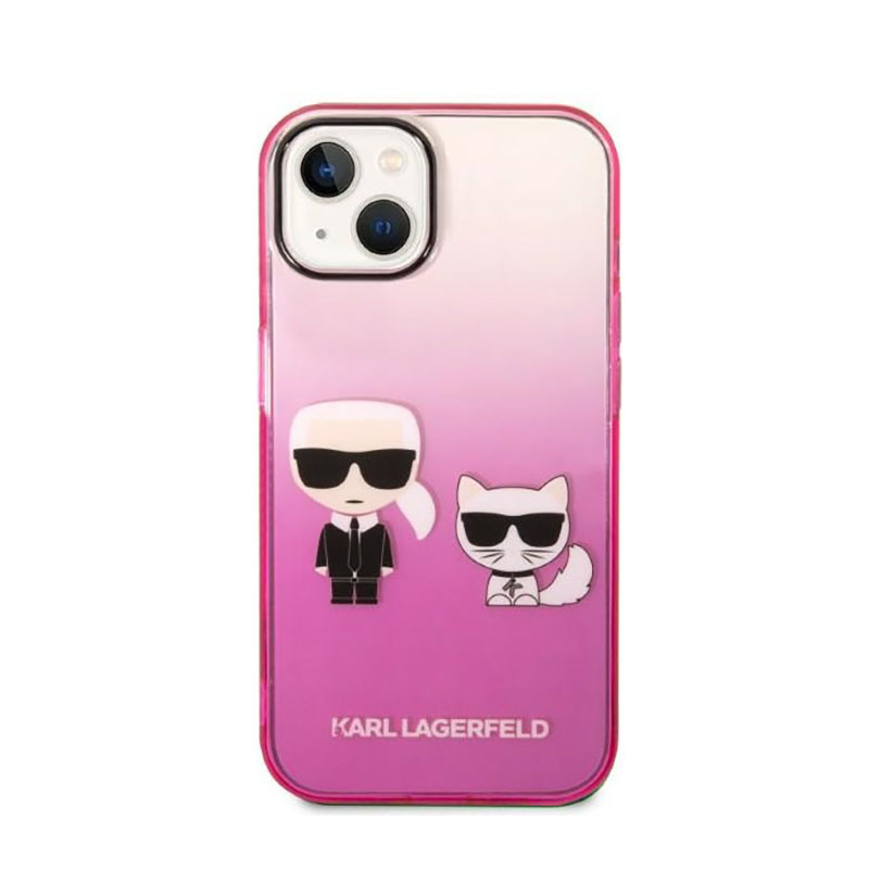 Karl Lagerfeld Gradient Ikonik Karl & Choupette - Etui iPhone 14 Plus (różowy)