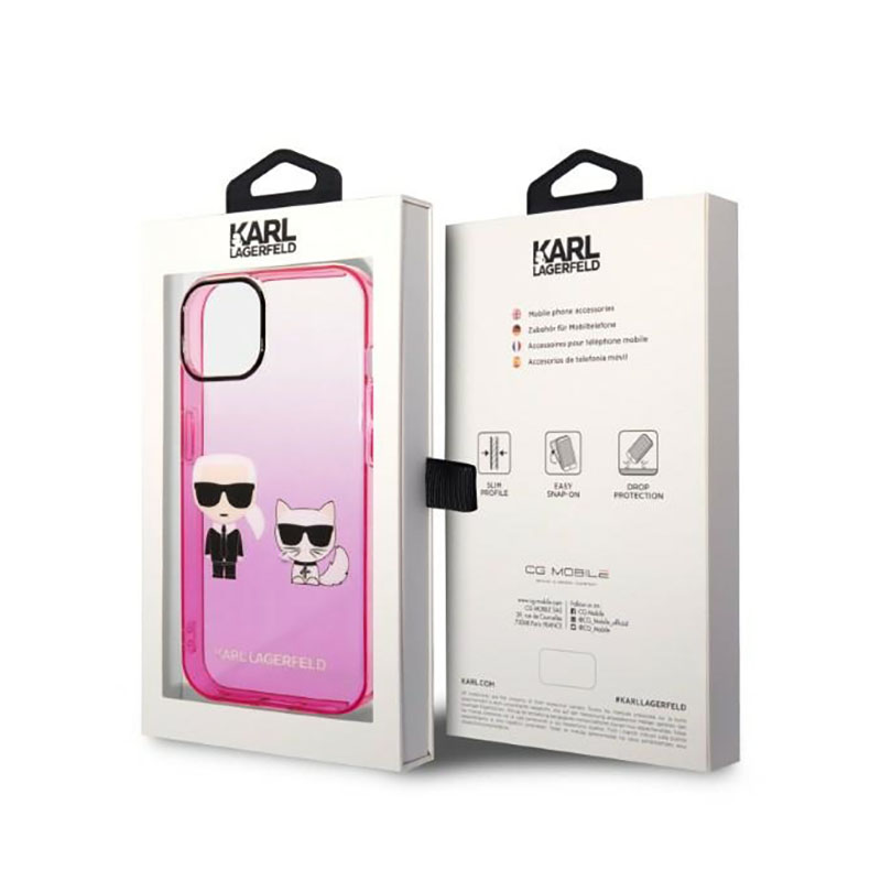 Karl Lagerfeld Gradient Ikonik Karl & Choupette - Etui iPhone 14 (różowy)